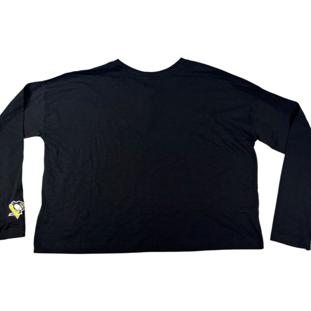 Fanatics Pittsburgh Penguins Womens XL Black Long Sleeve Henley Script Top NHL - Picture 2 of 3